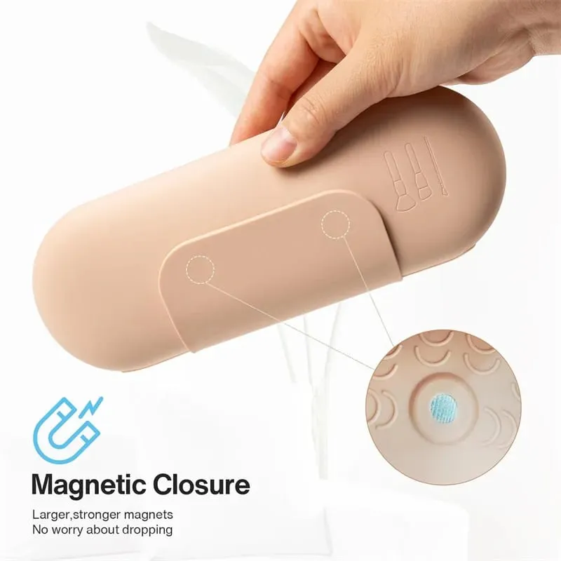 Porta pennelli per trucco in silicone Custodia per cosmetici da viaggio Custodia morbida per pennelli cosmetici portatili per il viso con chiusura magnetica — image 3