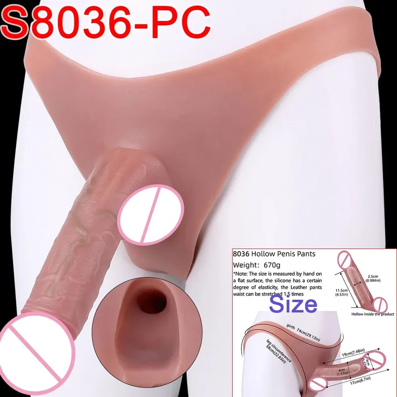 Male Strap-On Long Hollow Dildo Ultra Realistic Penis Extend Sleeve Pants насадка на член Male Cock Cover Sex Toys — image 27