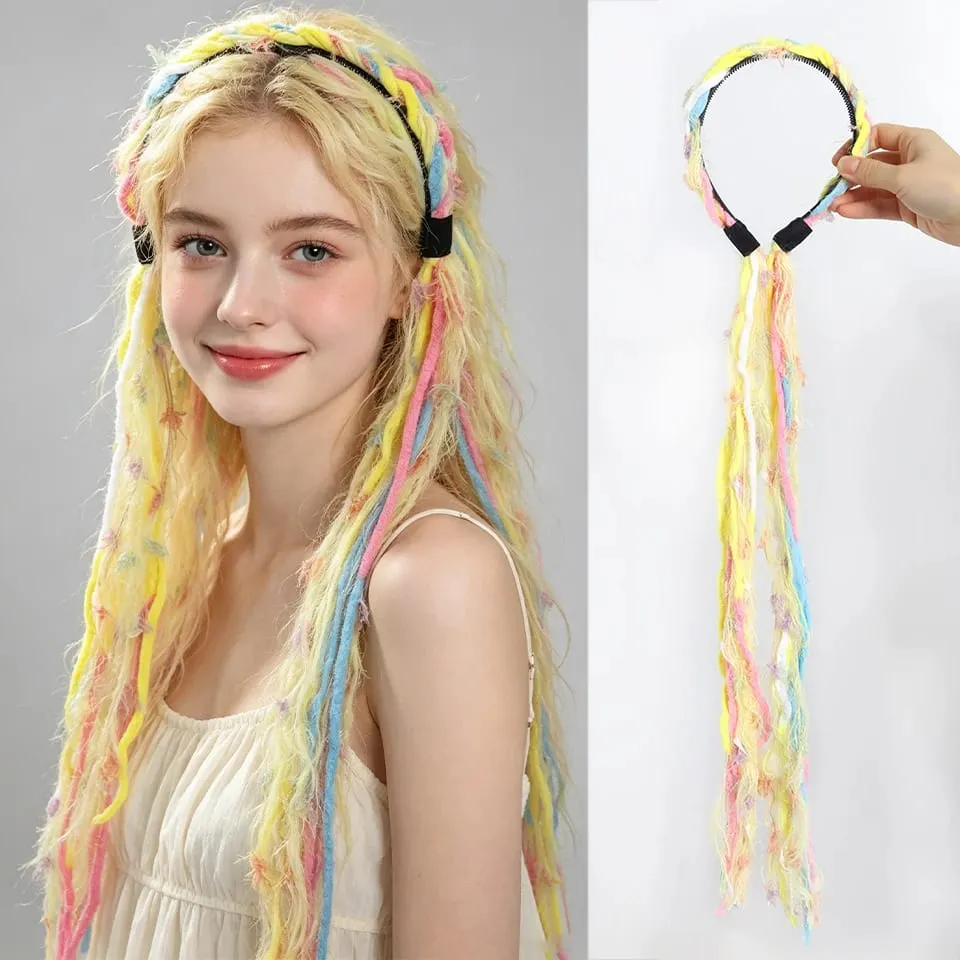Accessorio per capelli bohemien con fascia lunga nappa colorata Maillard in peluche adatto per feste femminili — image 21
