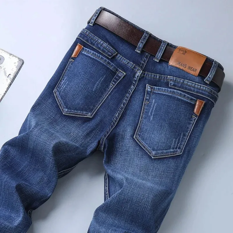 La nueva versión coreana para hombres es suave y cómoda, pantalones vaqueros elásticos de corte Regular, pantalones vaqueros negros de negocios de algodón informales a la moda — image 10