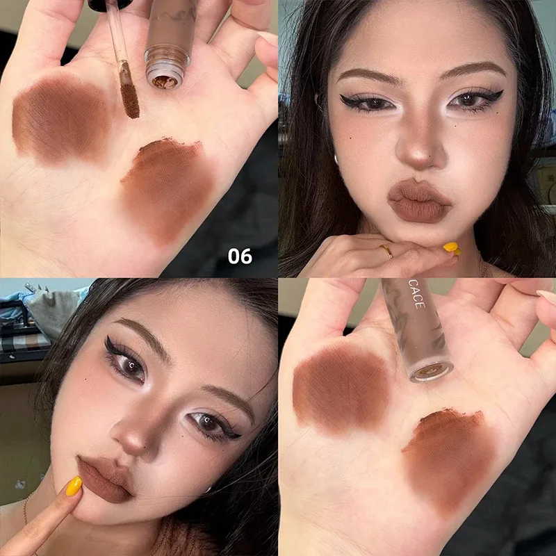 Punk Dark Brown Lip Mud Nude Matte Orange Brown Lip Gloss Raspberry Red Liquid Lipstick Waterproof Non Stick Cup Lip Tint Makeup — image 8