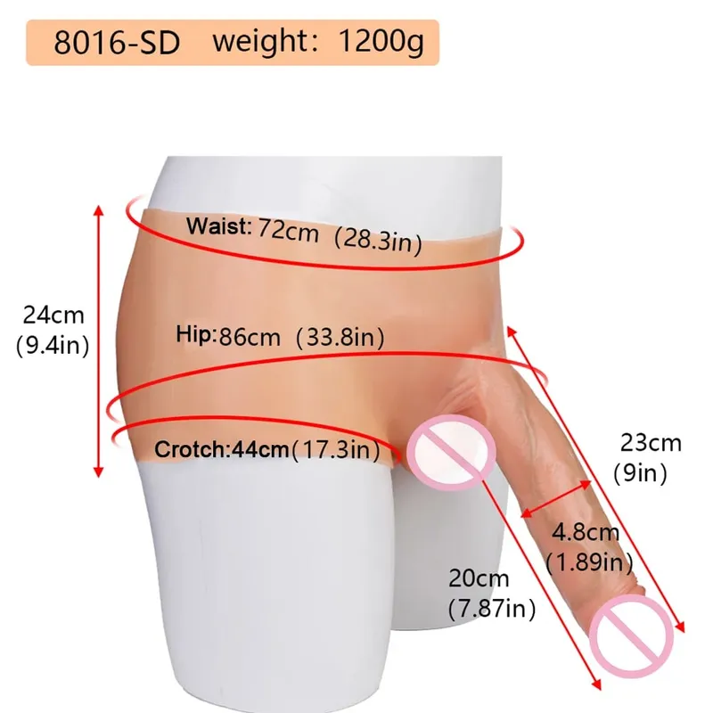 Mutandine con dildo solido indossabile Strapon in silicone Pantaloni realistici per pene Giocattoli elastici del sesso per donne adulte Giochi lesbici Piacere