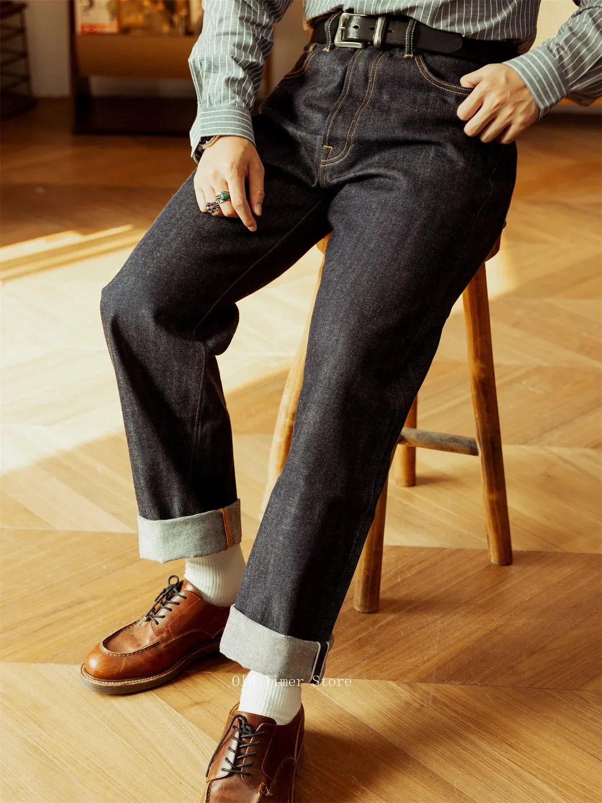 Red Tornado 55501 Raw Selvedge Jeans Loose Straight Leg Button Fly Denim Trousers for Men — image 4