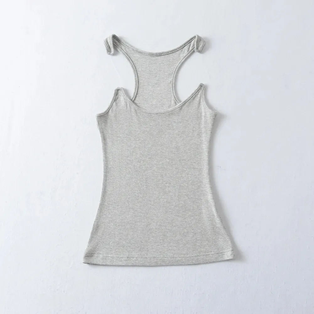 ผู้หญิง Ypro Ribbed สายรัดที่มองไม่เห็นเสื้อกล้าม Camis Tee — image 12