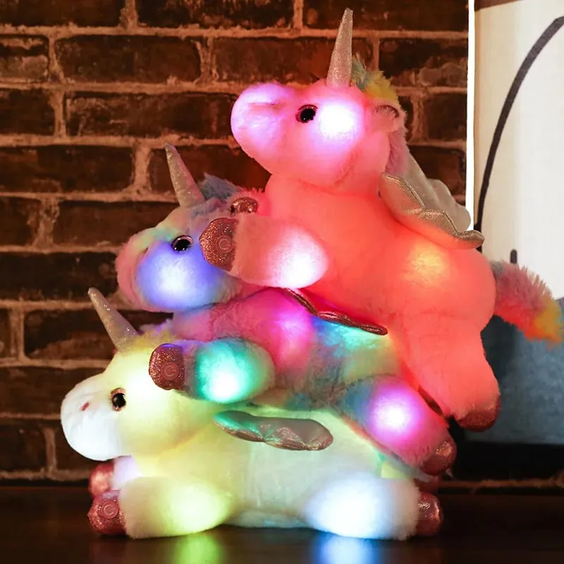 38cm kreativní hračka Světelný polštář Měkký vycpaný plyš svítící Jednorožec Polštář Led Light Hračky Dárek pro děti Děti Dívky — image 3