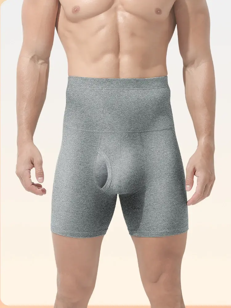 Men's High Waisted Belly-Control Underwear Plus Fat Plus Size Anti-Wear Leg Waist Protection Warm Fleece-Lined Thickeneded Sport — image 10