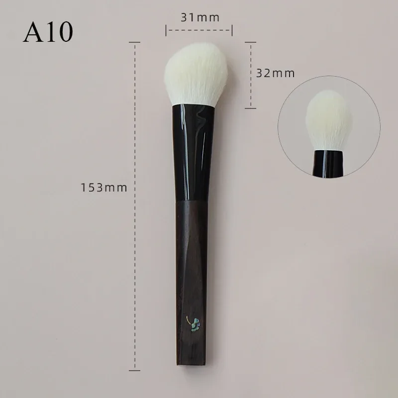 Shoushoulang Hand Crafted Makeup Brush Soft Tiny Tips Goat Hair 1PC Face Powder Blush Contour Brush Ebony Handle Makeup Brushes — image 8