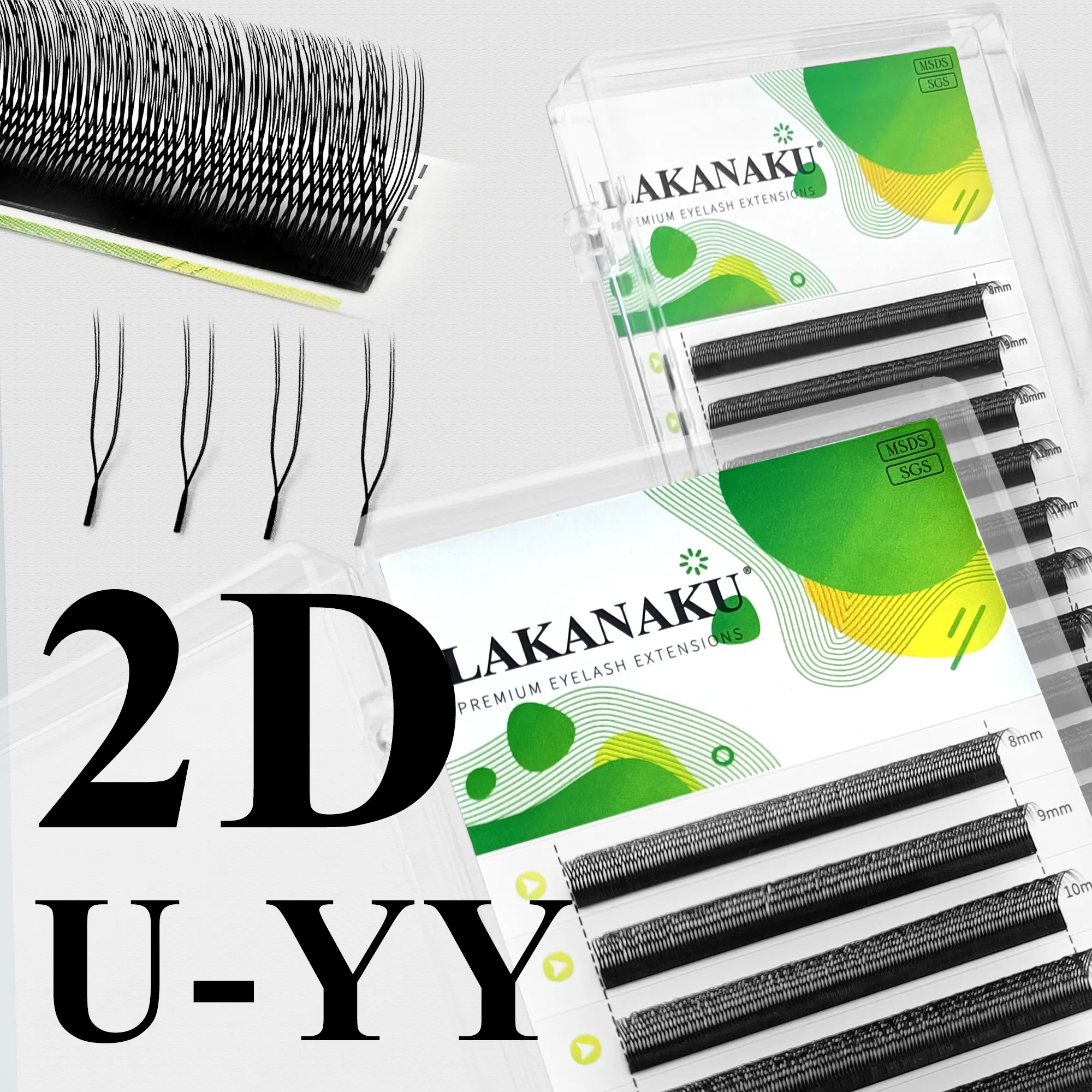 สีน้ำตาลเข้ม U รูปร่าง YY Lashes สีน้ำตาล Premade ตาขนตาส่วนขยาย Fio U 2D Clover Cilios