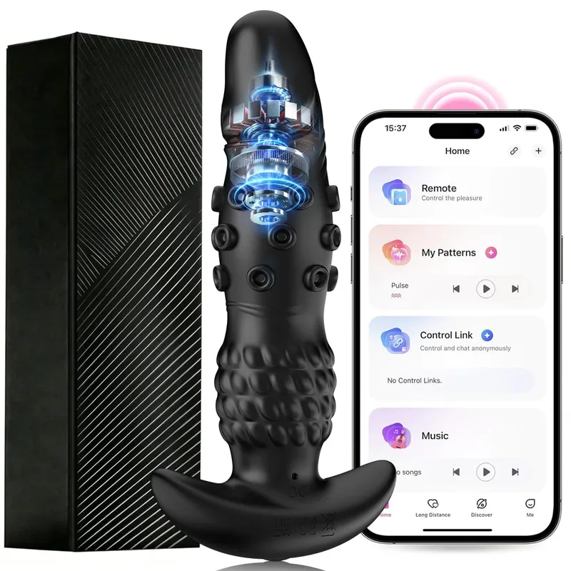 APP-Fernbedienung Prostata-Massagegerät Vibrator Männlicher Teleskop-Wackelnder Vibrierender Anal-Butt-Plug für Männer Vibrierendes Sexspielzeug für Erwachsene