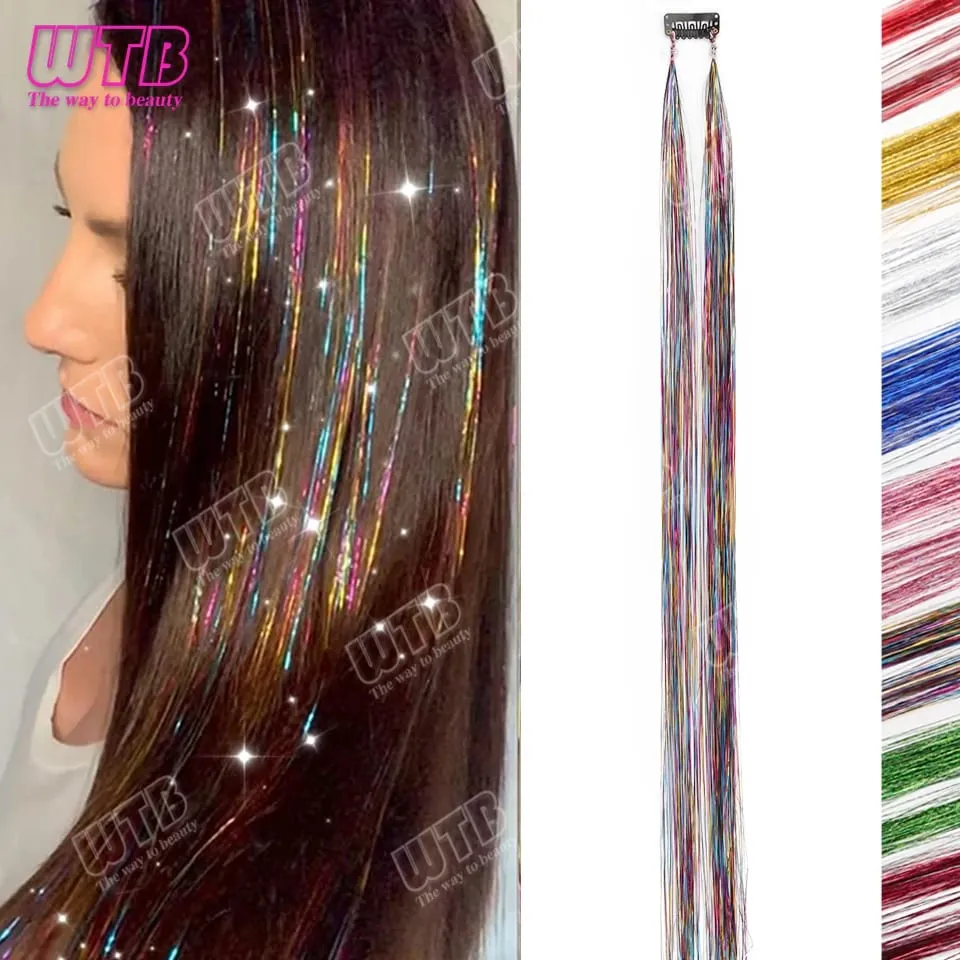 Multi-Color Glitter Synthetic Hair Extension Wig BB Clip Style Suitable for Women and Girls to Wear During Holidays and Events — image 16