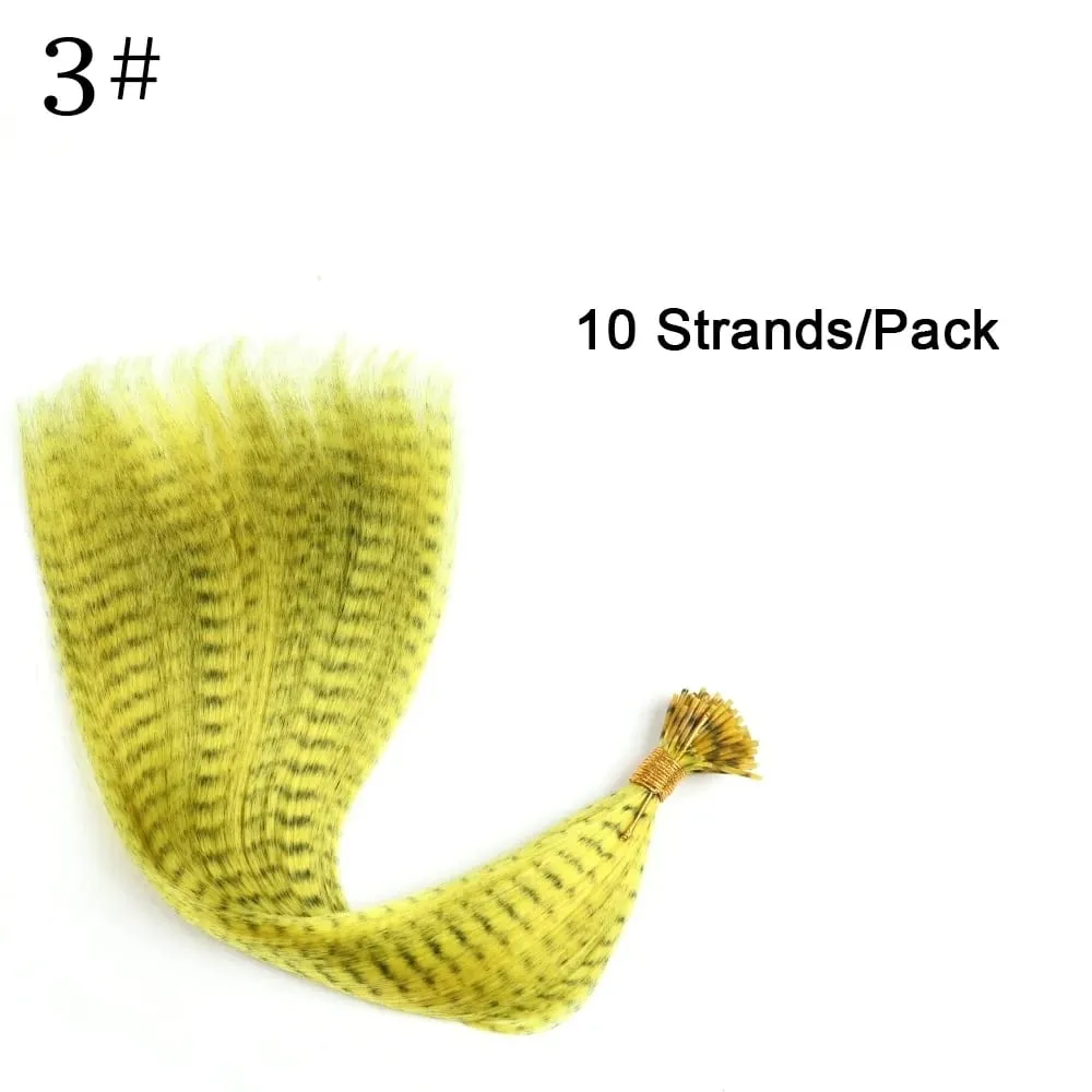 Synthetic Colored I-Tip Faux Feather Hair Extensions 16" 10 Strands/Pack Women's Heat Resistant Fiber Wig Accessories — image 9