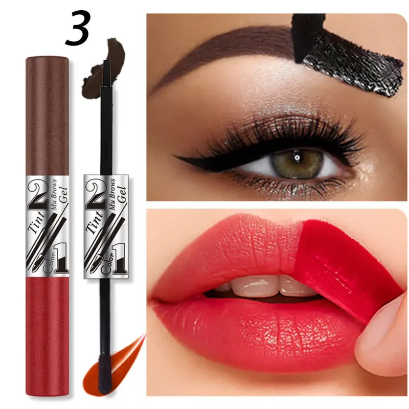 2in1 Lipstick Eyebrow Cream Double-Headed Tearable Sexy Lip Gloss Smooth Contour Waterproof Long-Lasting Lips Makeup Lipgloss