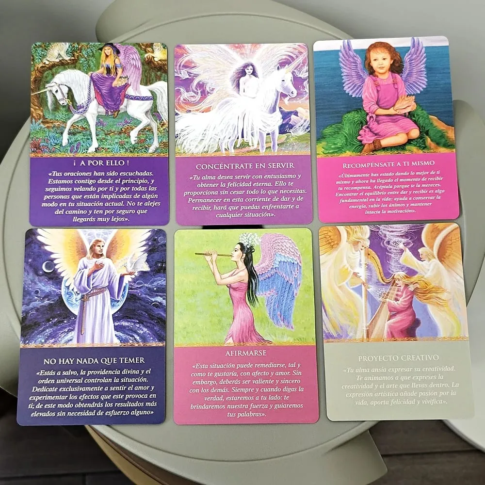 Conseils quotidiens de vos anges Oracle Deck 10,4 x 7,3 cm, édition espagnole, 44 cartes — image 3