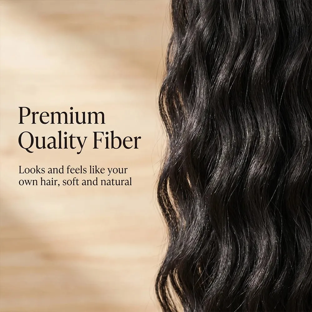 22" Invisible Wire Hair Extensions Water Wave Gray Black No Clip One Piece Synthetic Hairpiece Women Natural Heat Resistant Hot — image 5