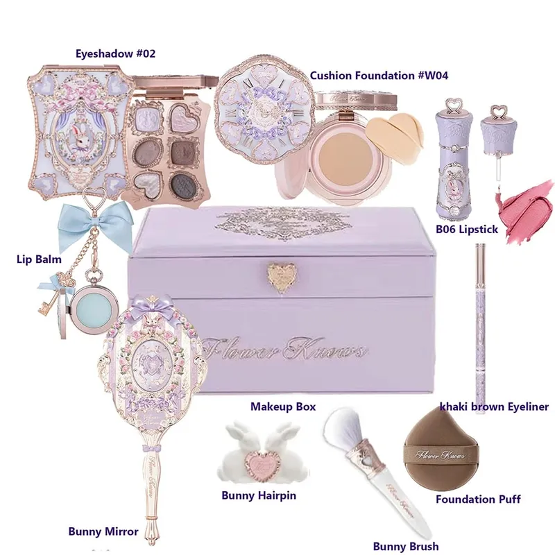 Flower Know Shell Jewelry Coffret cadeau tout-en-un ensemble de maquillage complet professionnel fard à paupières Blush poudre cuite 10 pièces Kits Flowerknows — image 5