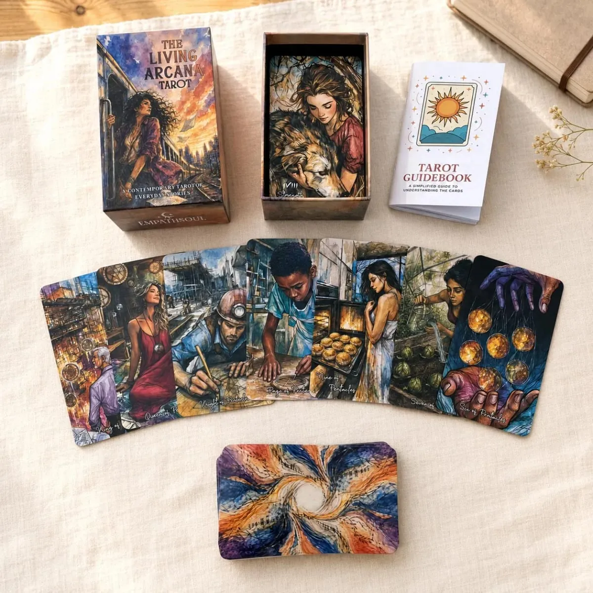 78-Card Living Arcana Tarot Deck 13x8 ซม. รวมคู่มือกระดาษสำรวจรูปแบบโบราณในชุดการ์ดเกม Modern Life — image 2