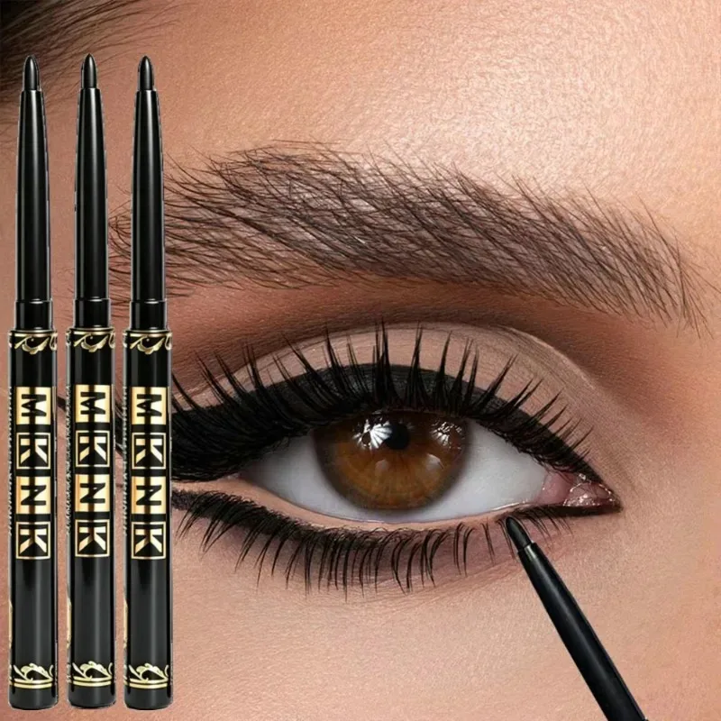 1-12pcs Pensil Celak Hitam Kalis Air Kalis Calit Aplikasi Mudah Dipintal Gel Mata untuk Solekan Mata Punk Tebal Mesra Permulaan — image 12