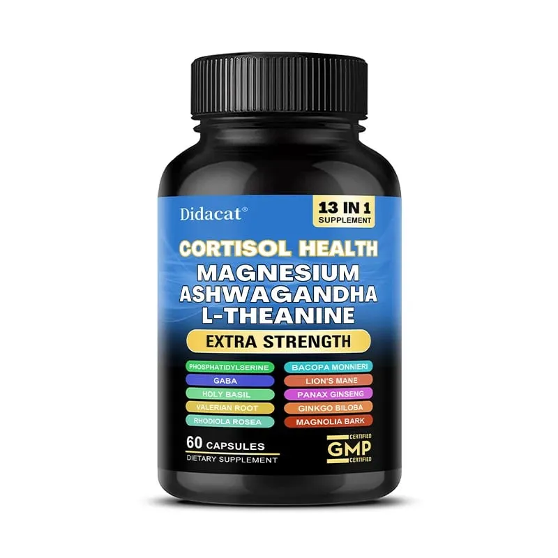 Cortisol Support Capsules na may Ashwagandha at Magnesium Support Stress Relief Kalmadong Mood Adrenal Health at Matahimik na Pagtulog