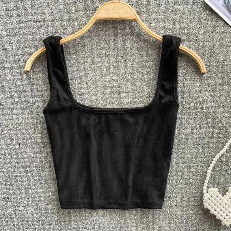 Tank Top Women Sexy Backless Y2k Top Slim Fit Bottoming Blouse Solid Crop Top Sleeveless Camis Mujer — image 9