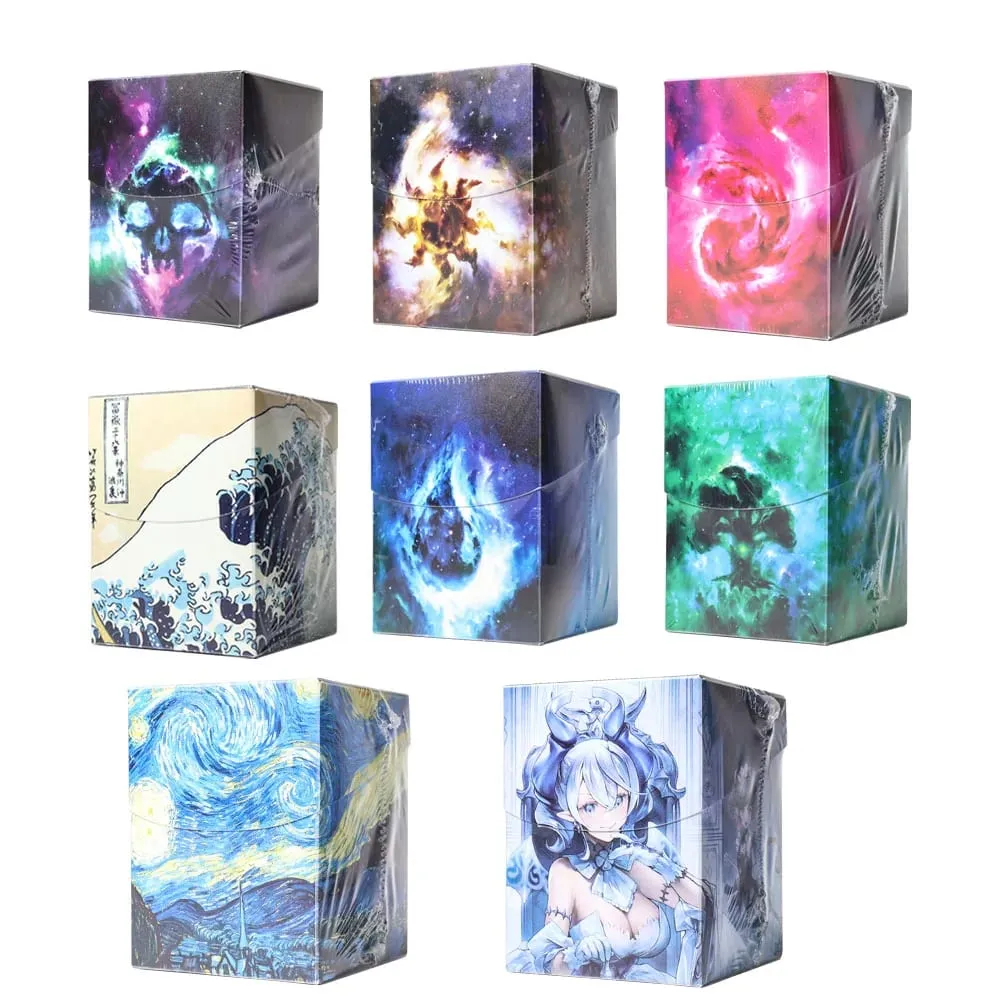 Más de 100 cajas de plástico para tarjetas comerciales BASIC LANDS, con capacidad para tarjetas de doble manga, estuche de almacenamiento para tarjetas TCG/CCG para MTG/YGO con dos divisores — image 1