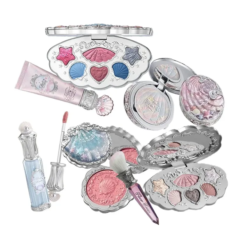 Flower Knows Shell Jewel Collection Set Hadiah Makeup Profesional Eyeshadow Blush Lip Glaze Setting Powder Correcting Primer Kit — image 1