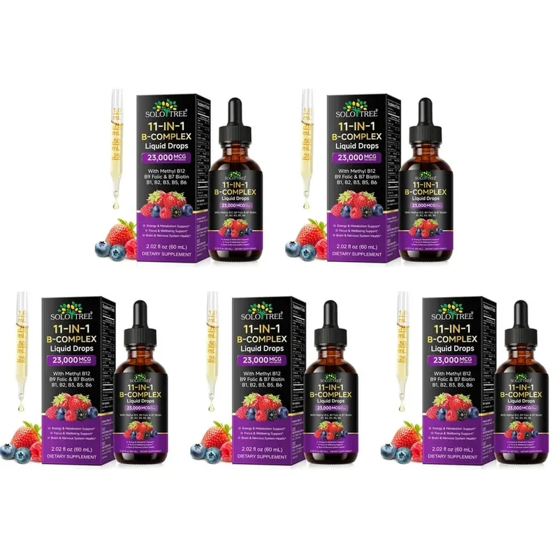 B-Complex Liquid Drops 11-in-1 Methyl B12 Folate Biotin For Energy Focus & Brain Nervous Support Formula Adult 60ml