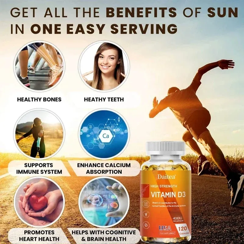 Vitamin D3 Capsules 4000IU Provide Immune Bone Support Promote Calcium Absorption Promotes Muscle Health Nervous System — image 6