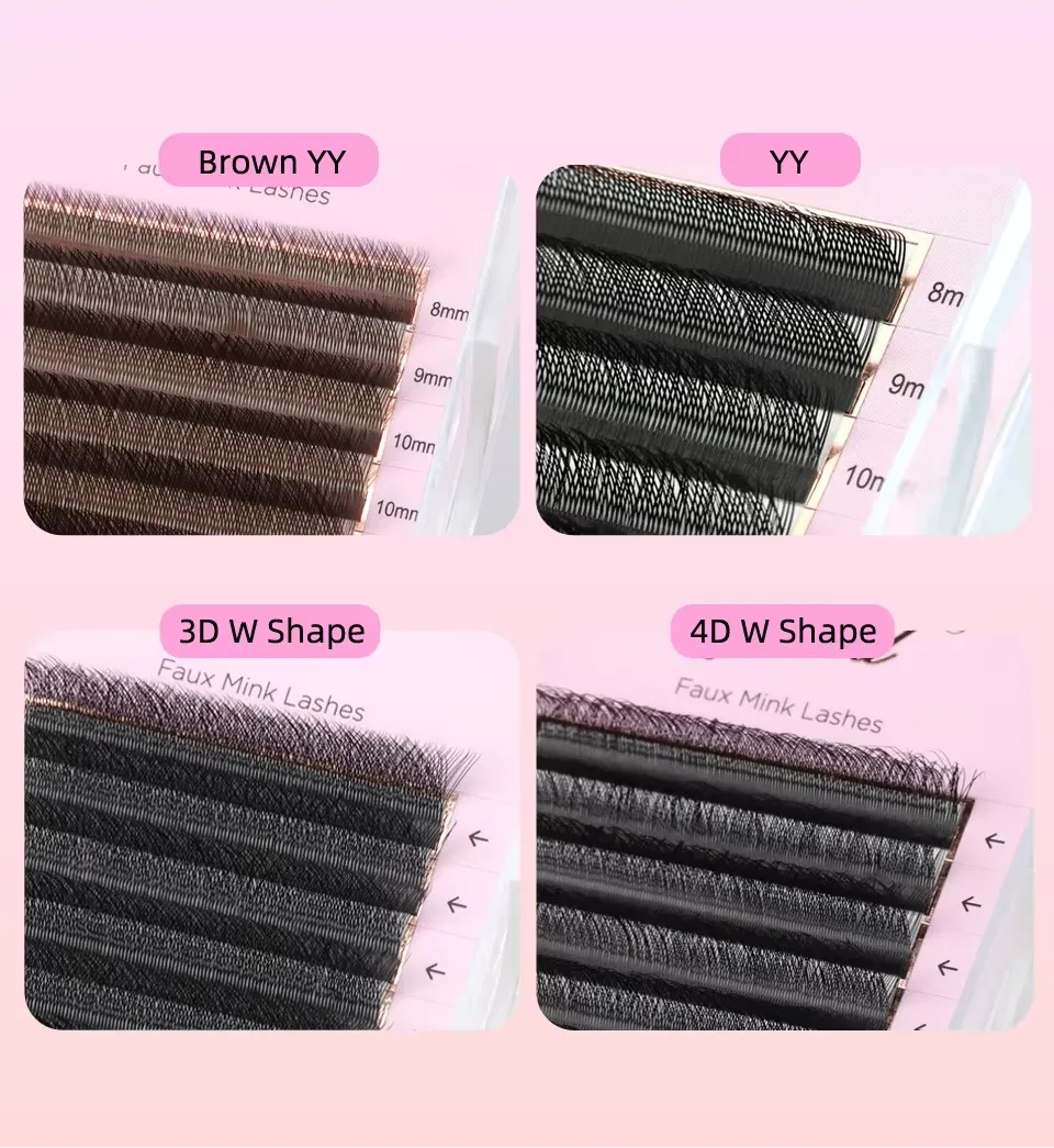 4D W-förmige C/D/L/M-Curl-Wimpernverlängerung, vorgefertigte Volumenfächer, weicher Farbverlauf, Nerz, einfache Verschönerung natürlicher falscher Wimpern — image 5