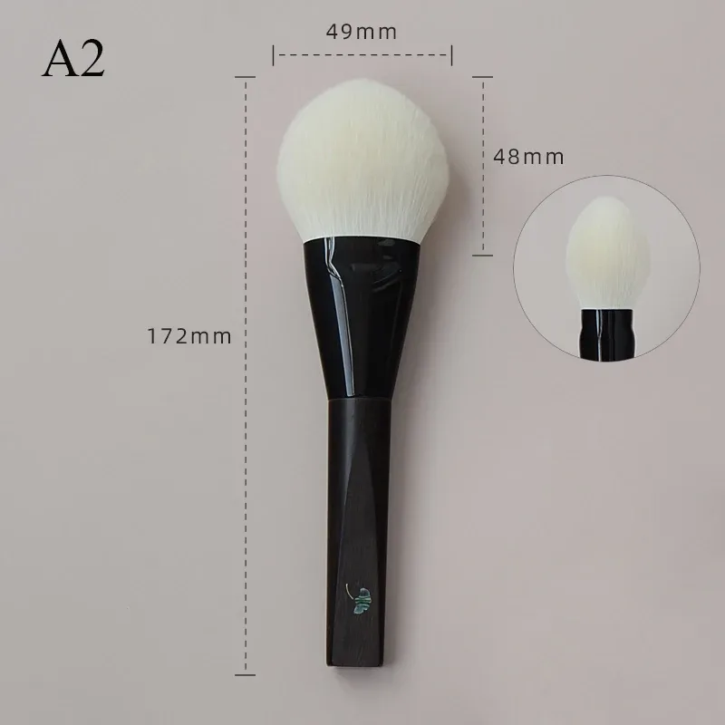 Shoushoulang Hand Crafted Makeup Brush Soft Tiny Tips Goat Hair 1PC Face Powder Blush Contour Brush Ebony Handle Makeup Brushes — image 9