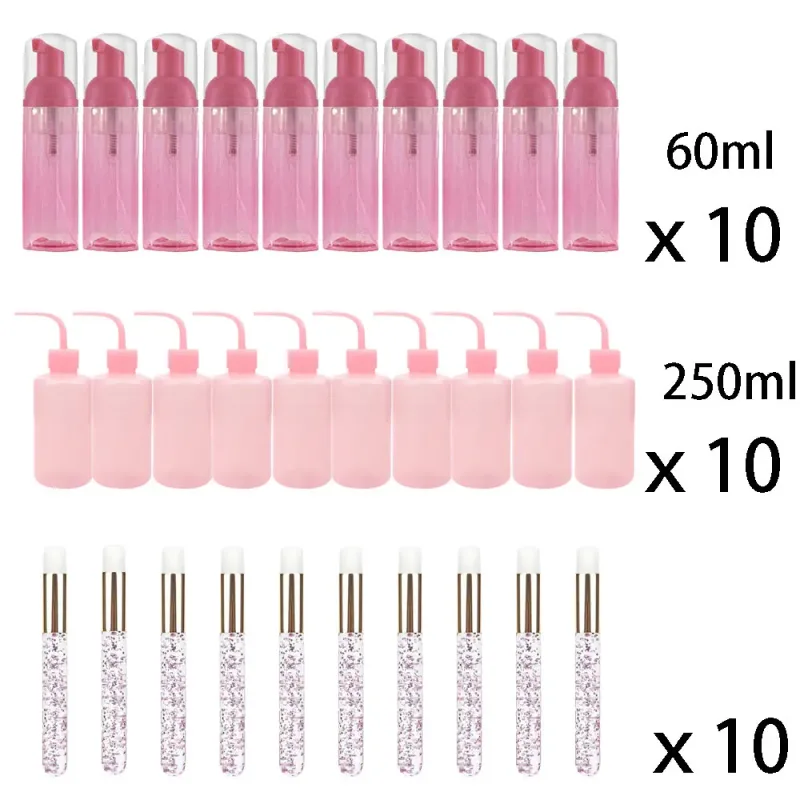 60ml Genopfyldelig lækagefri tomme skummoussepumpeflasker Lash Extension Cleansing Kit Blød børste 250ml skylleflaske Skønhedsværktøj — image 8