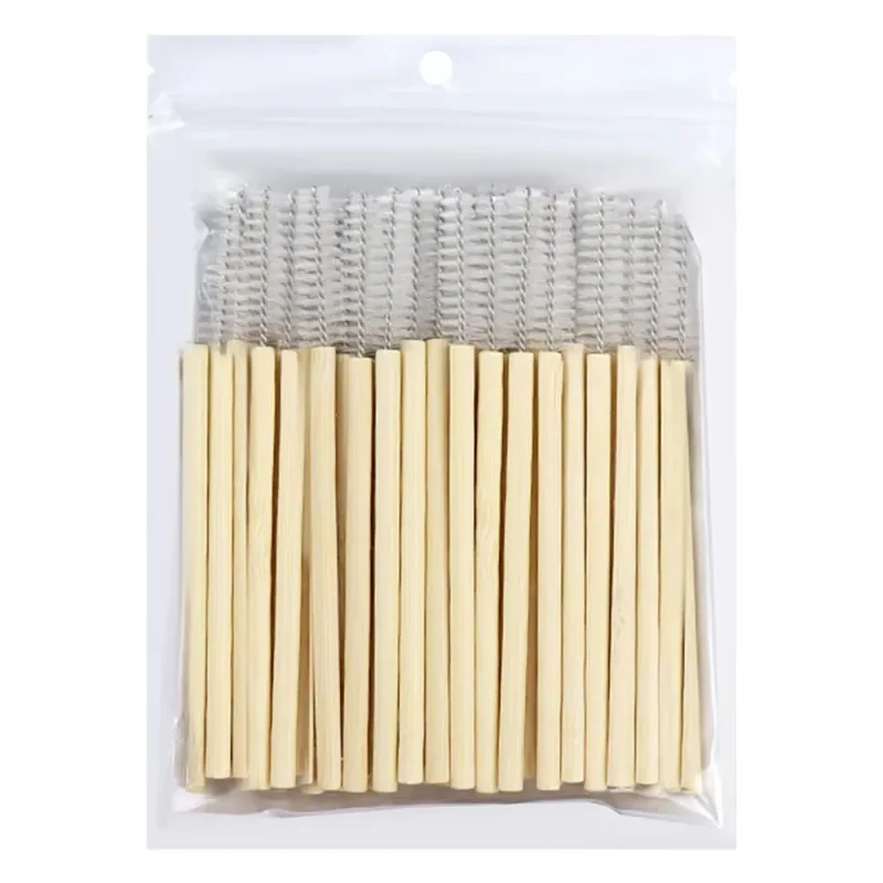50 stk. Bambus håndtag øjenvippe børster Mascara tryllestave Applikator Øjenvipper Extension Brush Øjenbryn Spoolie Børster Makeup Tool