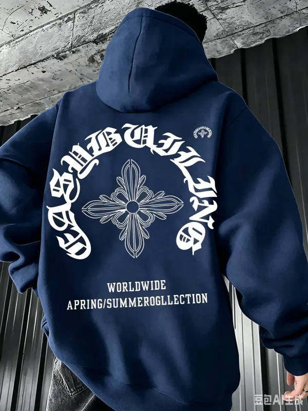 Gorgeous Gothic pattern design men's fall-winter American retro trend dark and mysterious atmosphere-themed hooded sweatshirt.
