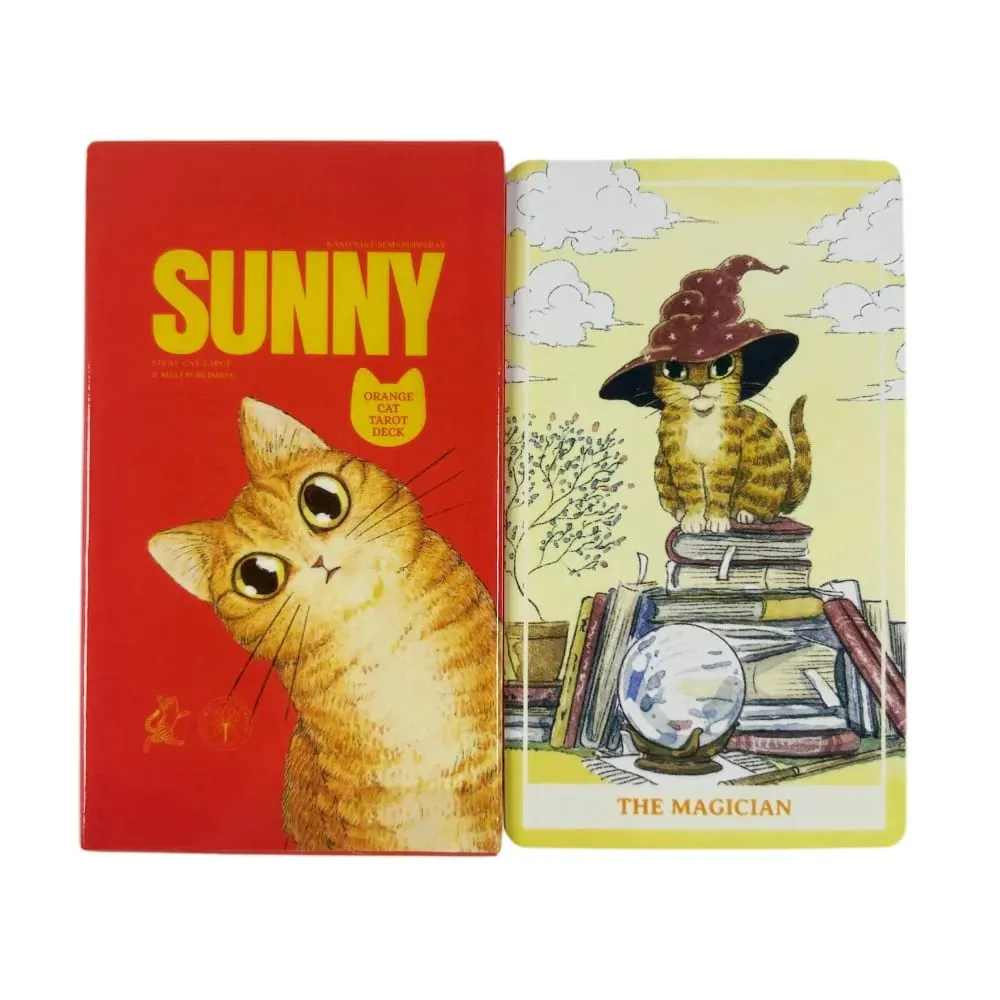 Sunny Orange Cat ไพ่ทาโรต์ 78 ชิ้น Deck ของขวัญที่ดีที่สุดสำหรับคนรักแมวเหมาะสำหรับผู้เริ่มต้นสมาธิ & เกมปาร์ตี้ — image 2