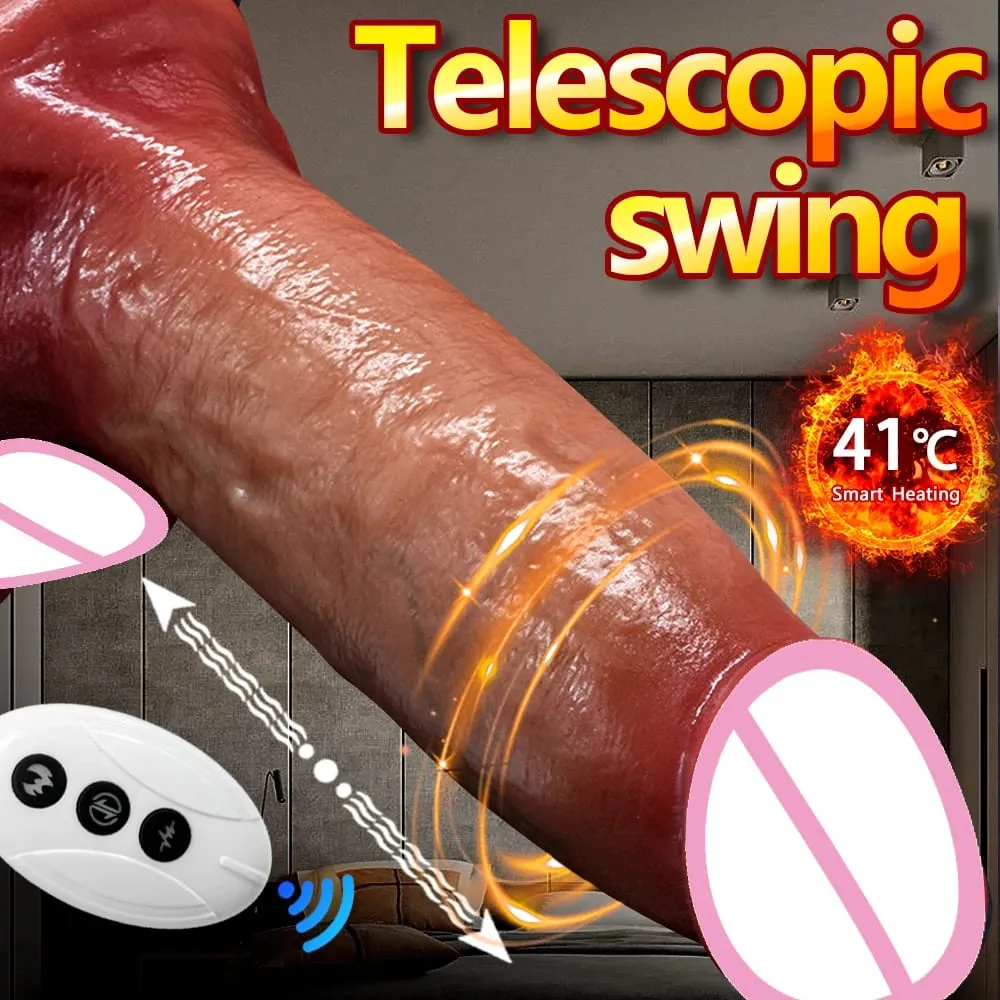 Büyük Teleskopik Gerçekçi Titreşimli Yapay Penis Vibratör Isıtma Sokmak Yapay Penis Seks Oyuncak G-spot Anal Stimülasyon Kadınlar için Titreşimli — image 2