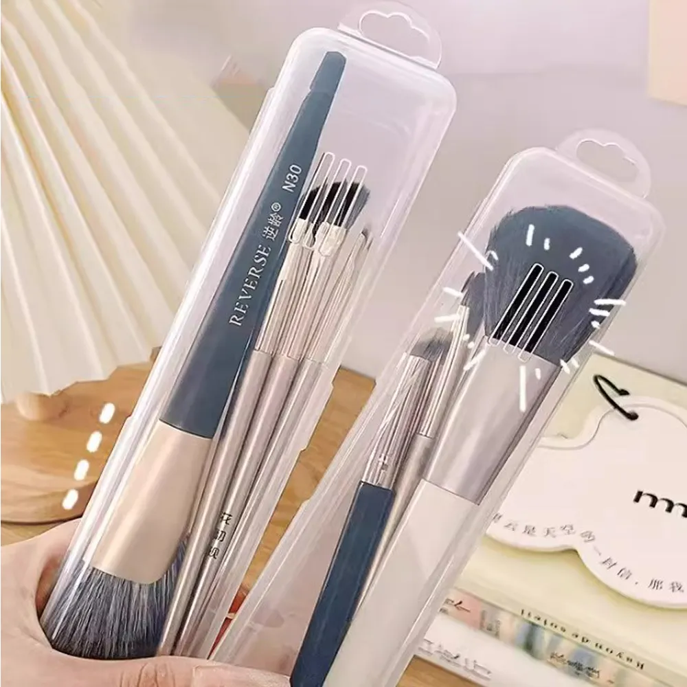 Scatola porta pennelli trasparente per trucco, plastica antipolvere, organizer per pennelli, contenitore leggero per stoviglie, strumenti di bellezza — image 3