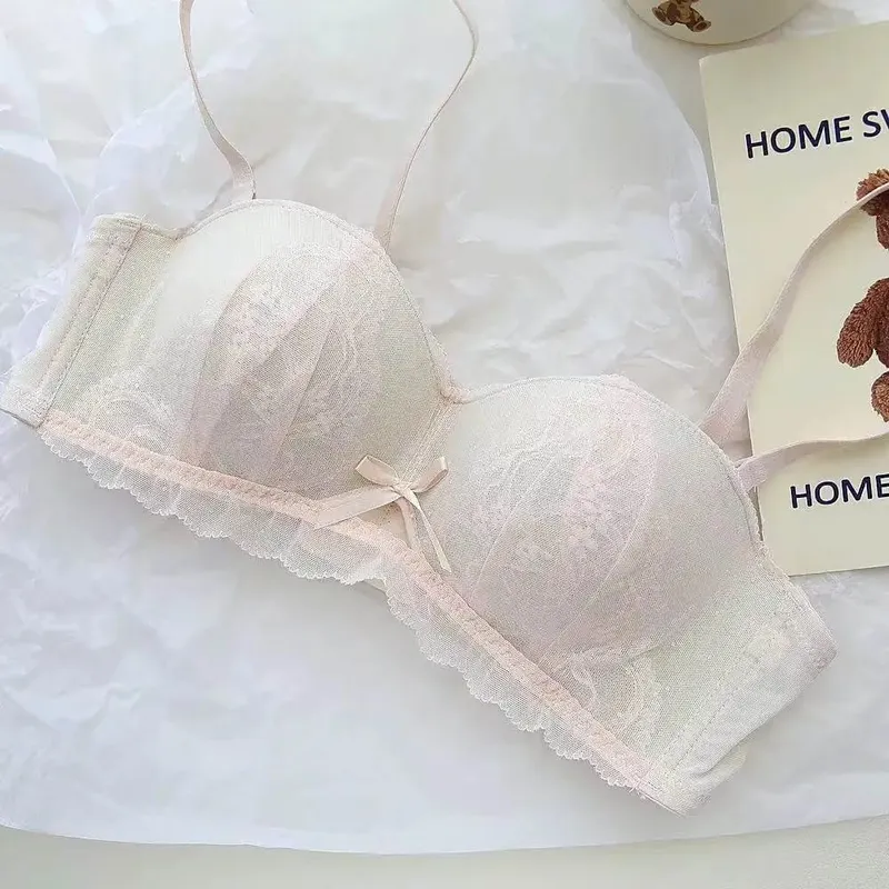 ภาษาฝรั่งเศสคำลูกไม้ครึ่งถ้วย Bra ชุดไร้สาย Push Up เล็กเพิ่มลิฟท์ป้องกันการหย่อนคล้อย Comfort ชุดชั้นในเซ็กซี่ชุดสำหรับสตรี — image 12