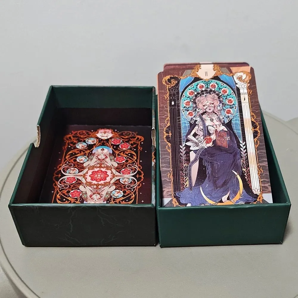 Timbul dua kali dengan Ilustrasi Gaya Anime Cantik 78 Keping Kad Tarot Art Nouveau 12*7sm Dek Tarot Anima dalam Kotak Tegar — image 3