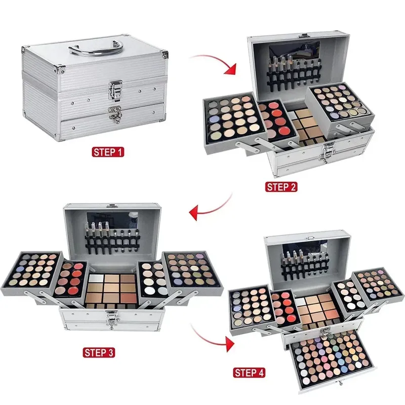 Makeup Sæt Box Øjenskygge Læbe Blush Neglelak Øjenbryn Blyant Multifunktionel Palette Jul Bryllup Fødselsdagsgaver Kosmetik — image 6