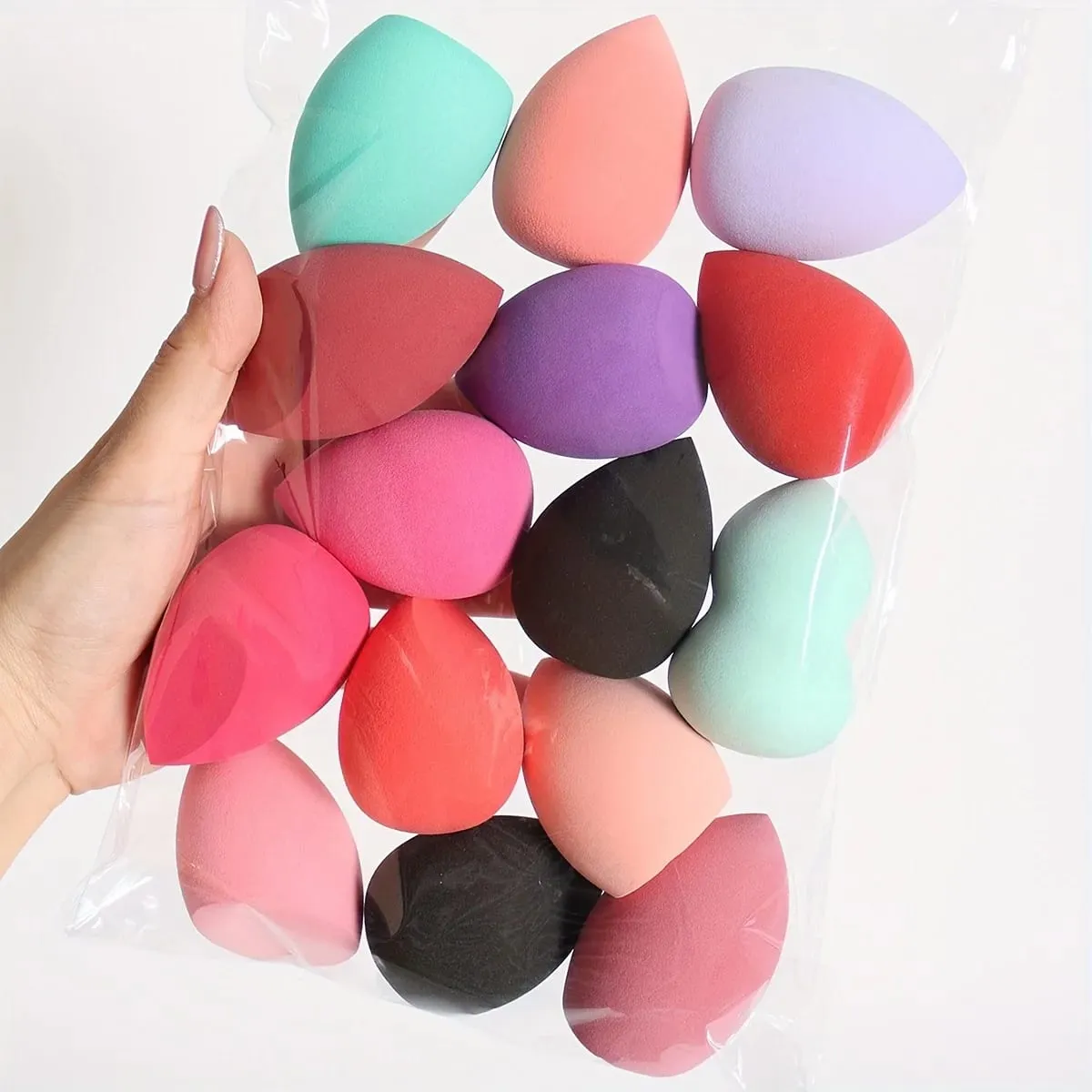 9Pcs Span Solek Tanpa Lateks Set Span Campuran Basah/Kering untuk Serbuk Krim Cecair Semua Jenis Kulit Warna/Bentuk Rawak — image 6