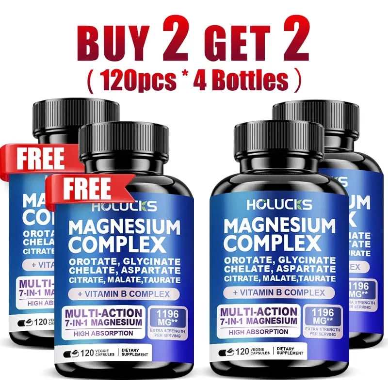 Magnesium Complex Capsules with Vitamin B6 Support Sleep Bone Heart Health Stress Relief Muscle Strong Nerves Metabolism