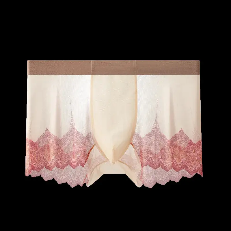Seluar dalam Lelaki Lace Mesh Patchwork Musim Panas Ultra Nipis Bernafas Seluar Boxer Seksi Bulge Pouch Seluar Dalam Seluar Dalam Melihat Melalui Batang — image 8