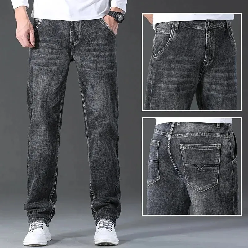 Seluar Jeans Fit Biasa 2026 Gaya Klasik Musim Bunga Musim Panas Baharu Seluar Fabrik Denim Regangan Biru Muda Lelaki Jenama Lelaki — image 6