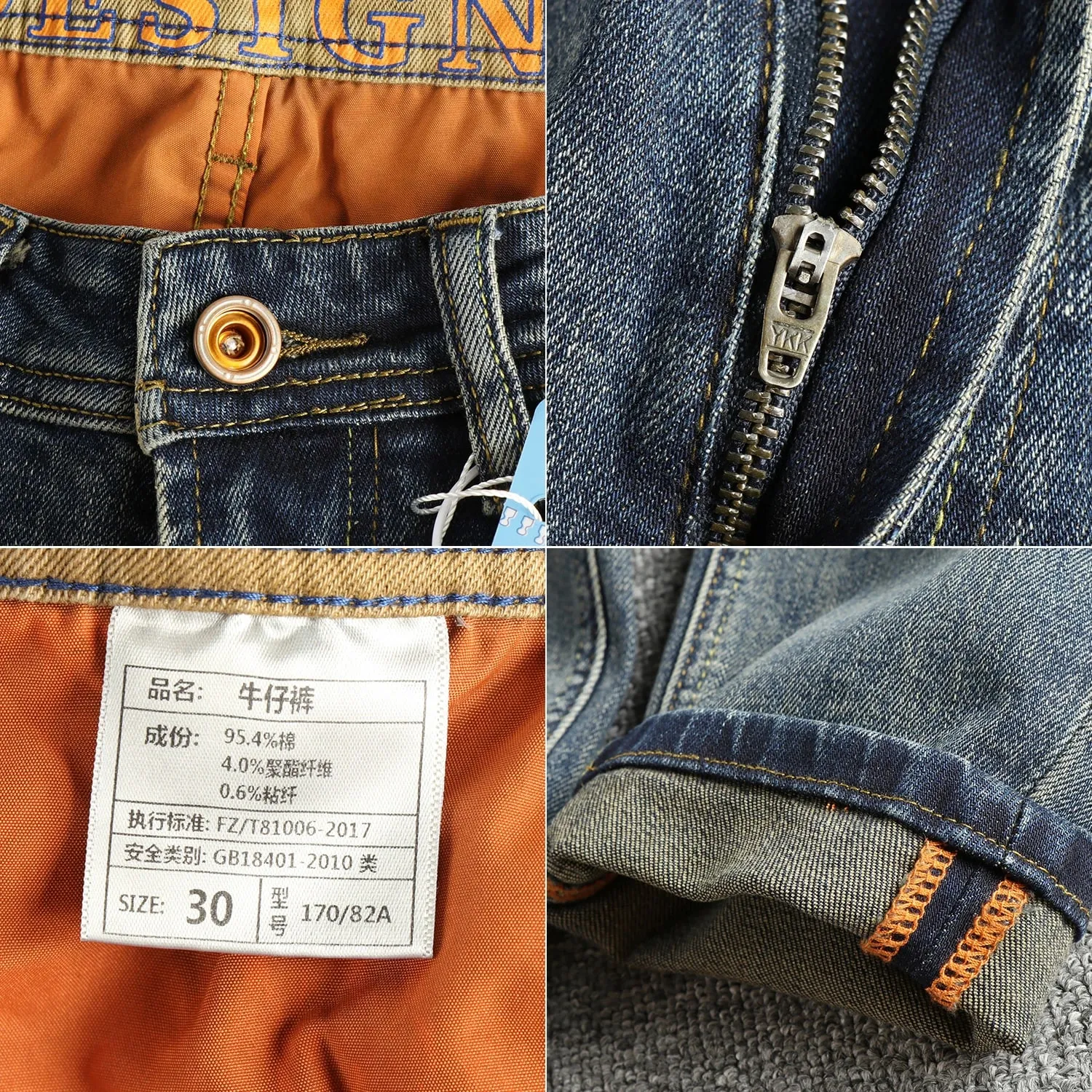 Retro blaue gewaschene Cat Whisker Jeans Herren High-End-Custom-Stoff amerikanische Modemarke Jugend Neun-Punkt-Hose — image 6