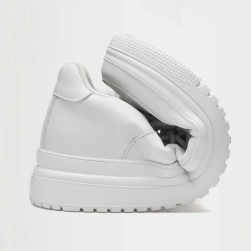 2026 nuevos zapatos con aumento De altura para Hombre, Zapatillas con elevador Invisible De 8cm, Zapatillas deportivas De cuero blanco para Hombre, talla grande 46 — image 5
