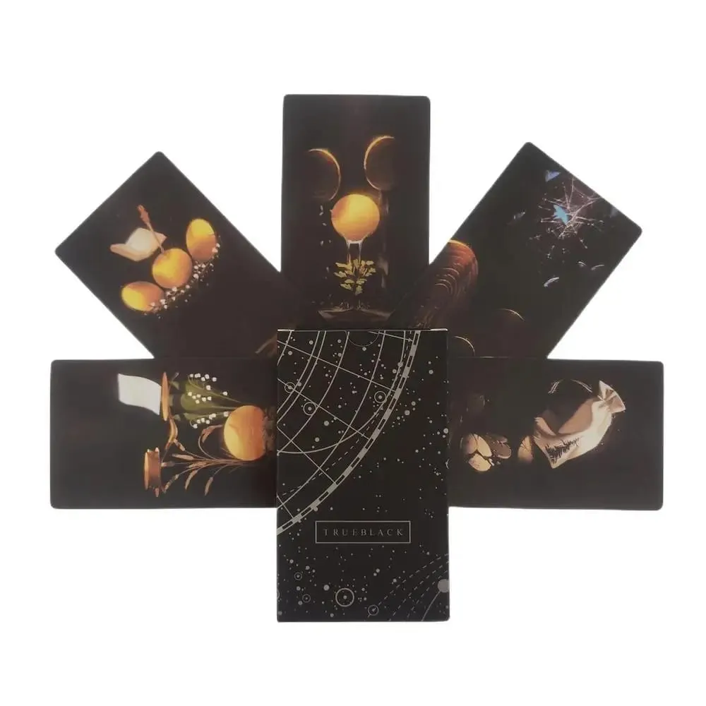 Kartu Tarot Hitam Sejati 78 Kartu Set Permainan Ramalan Hadiah Permainan Meja Peramal dan Ramalan — image 4