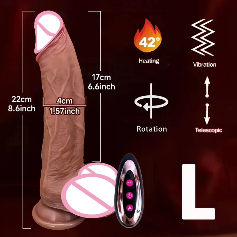 Gode réaliste vibrateur télescopique en Silicone, pénis de Masturbation pour femmes, bite de poussée, chauffage pour adultes, jouets sexuels télécommandés — image 8