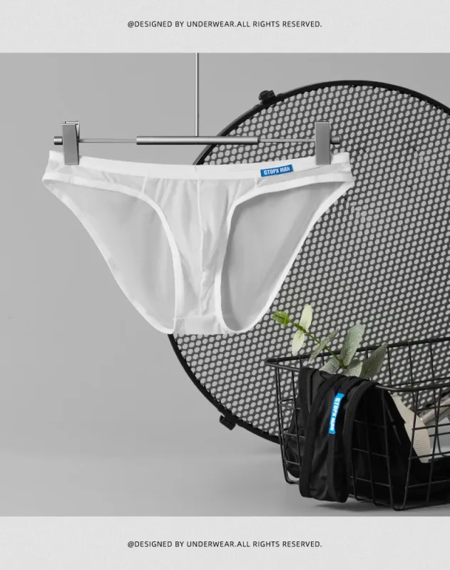 Seksowna bielizna męska cienkie przezroczyste figi z lodowego jedwabiu U etui Ropa Interior Hombre męskie majtki — image 12