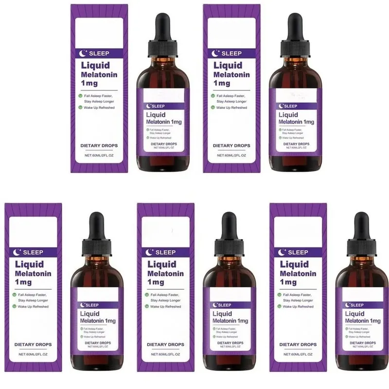 Melatonina liquida 1 Mg Gocce per dormire Estratto di foglie di menta Addormentarsi più velocemente Dormire più a lungo Svegliarsi rinfrescati 60 ML