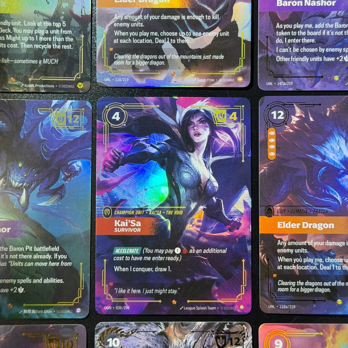 Rune Riftbound OGN Origin Genesis UNL Unleashed KaiSa Elder Dragon Collezionabile Alt Art Showcase Esclusiva Holo Foil Proxy Card