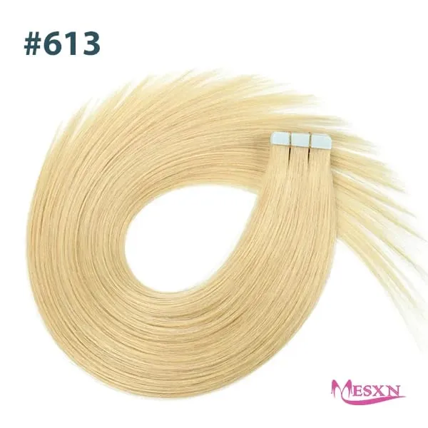 Tape In Hair Extensions 100% Really Human hair Extensions 16"-24" Black Brown Blonde Invisible Can dye For Salon — image 10